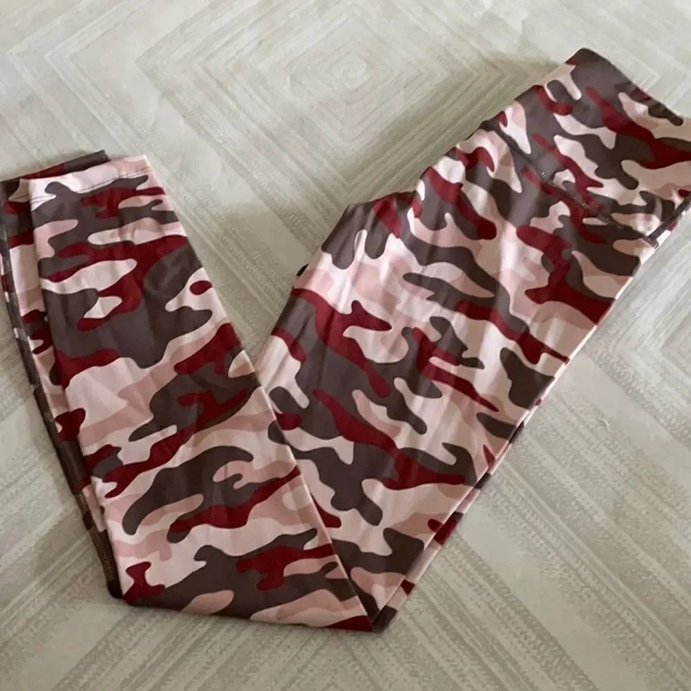 Varley Estrella Burgundy & Brown Camouflage Highwaist Leggings Multiple Sizes